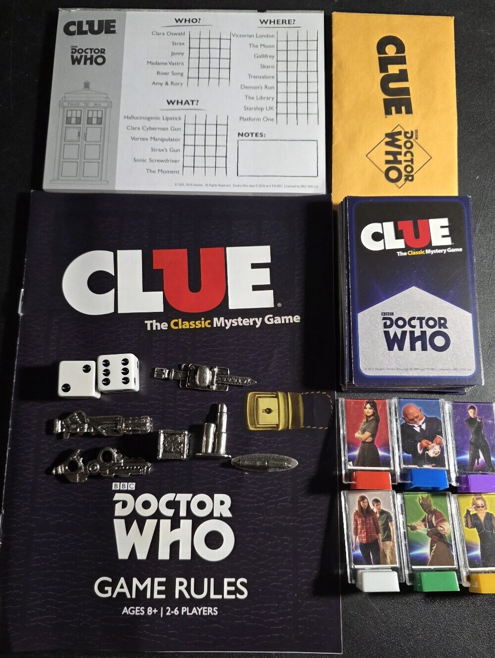 Doctor Who Clue Replacement Pieces Instructions Complete (no board or box )